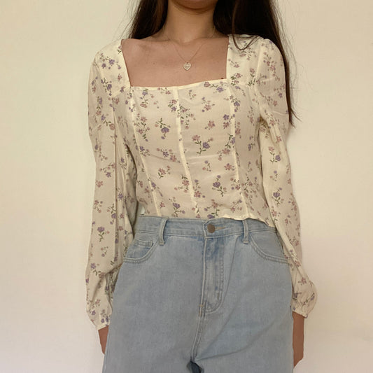 Ivory Daisy Print Blouse